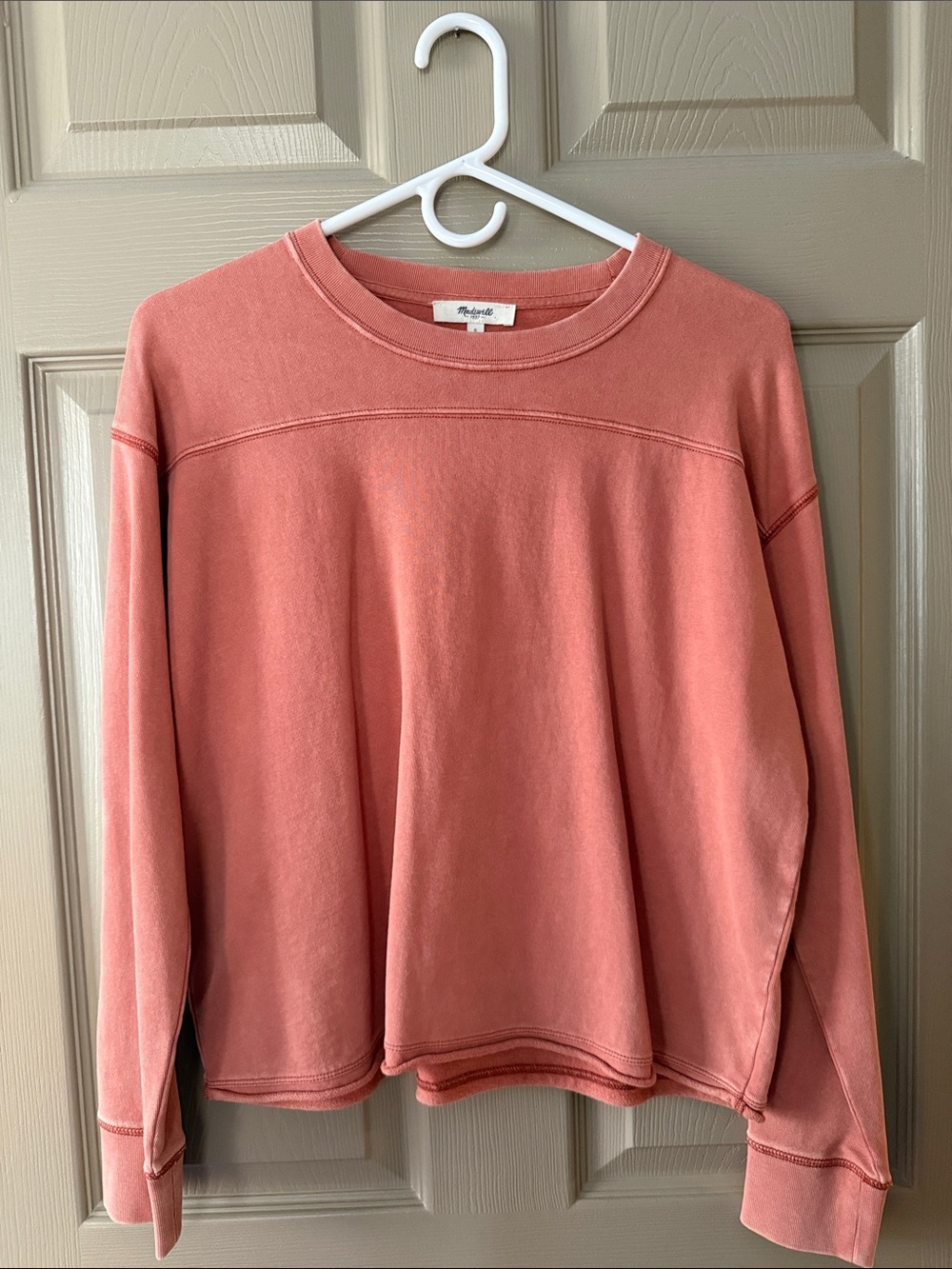 Madewell Washed Coral Boxy Crew Sweatshirt